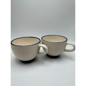 2 Pfaltzgraff Ocean Breeze Tea Coffee Cups Mugs / Stoneware / Green Teal Blue